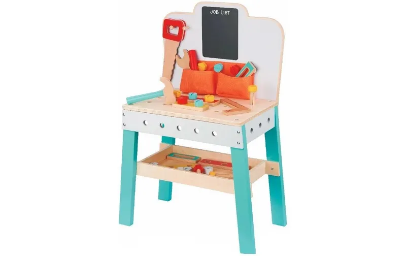 Spielba Holzspielwaren Werkbank con viel Zubehör