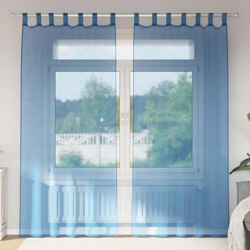 Voile Vorhänge mit Schlaufen 2 Stk. Königsblau 140x225 cm