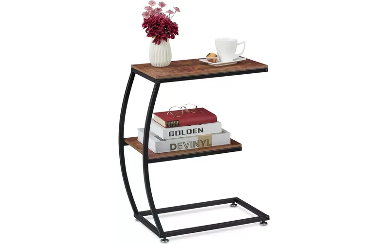 relaxdays Beistelltisch Industrial 47.5 cm x 57.5 cm, noir/brun