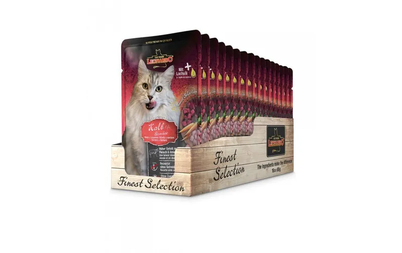 Leonardo Cat Food Nassfutter Kalb & Gemüse, 16 x 85 g