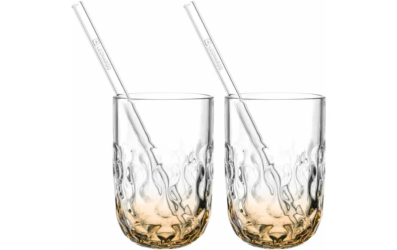 LEONARDO Latte Macchiato Becher Gocce 390 ml, 2 Sück, Orange