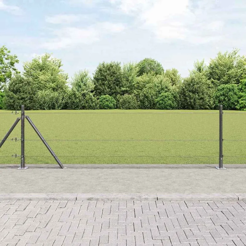 Geschweißter Drahtzaun mit Betonsockel 10 x 0,5 m Grau Netz