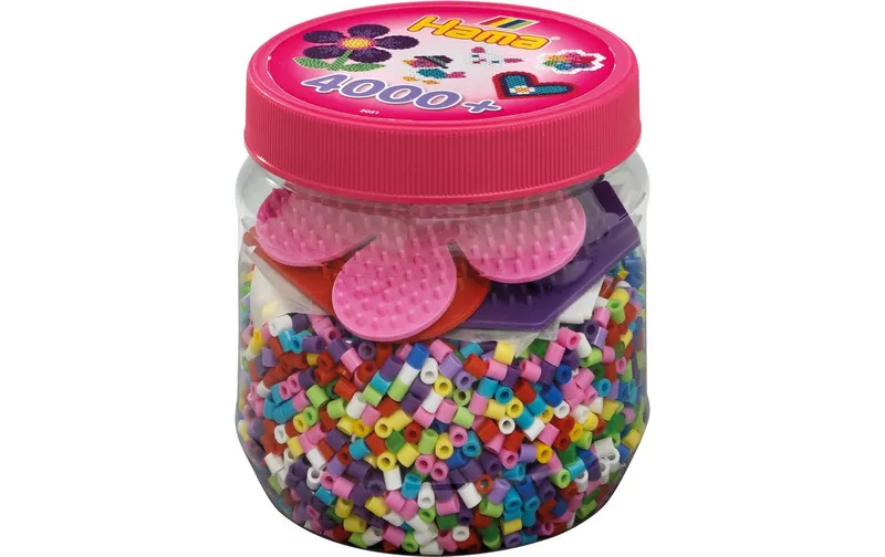 Hama Bügelperlen midi, 4.000 Stk. + 3 Stiftplatten Mehrfarbig
