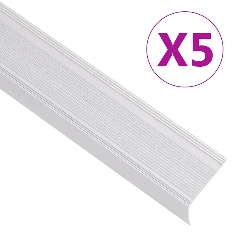 Nez de marche forme en L 5 pcs aluminium 100 cm argenté