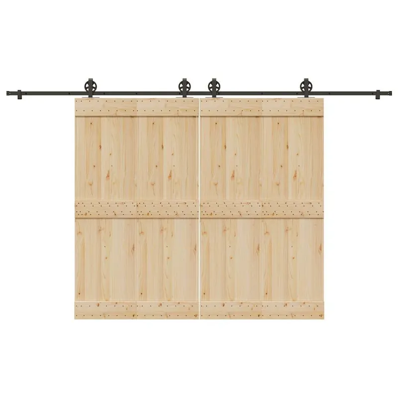 Schiebetürbeschlag-Set 366 cm Stahl Schwarz
