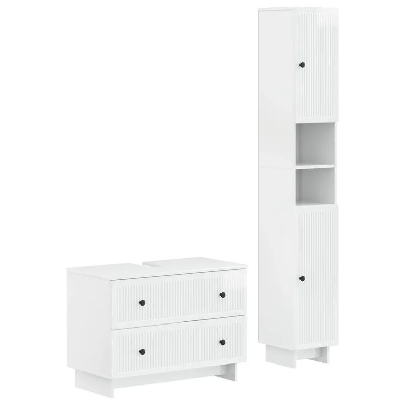 2-teiliges Badezimmer Schrank Set EDE Hochglanz bianco
