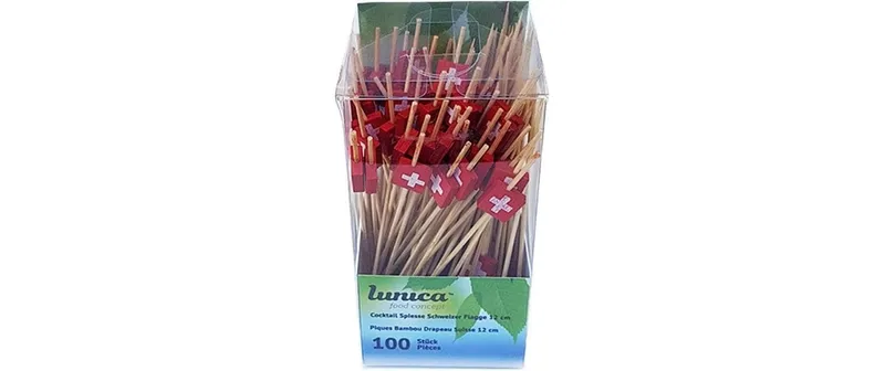 Haushaltsware Einweg-Party-Piekser Schweizer Flagge 100 pezzi rosso/marrone