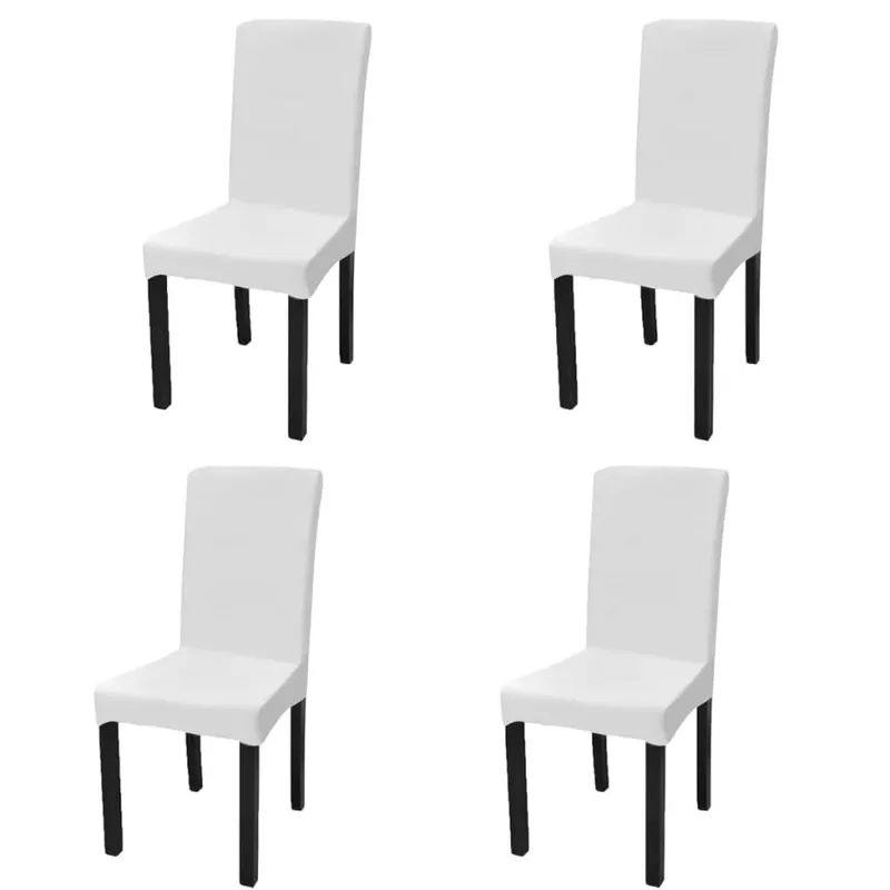 Stretch-Stuhlhussen Gerade 4 Stk. white