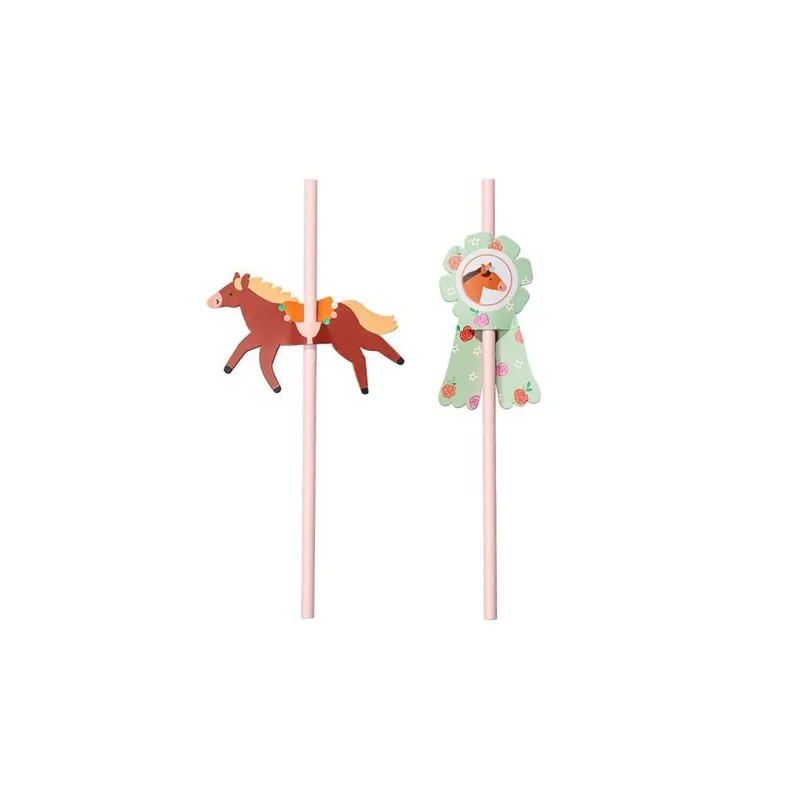 Partydeco PartyDeco Strohhalme Pferde, 6er-Set 6 pièces, multicolore