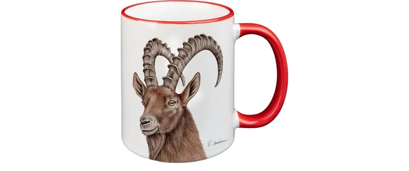 creanorm Tasse Capricorne 330 ml, 1 pièce, Rouge/Blanc