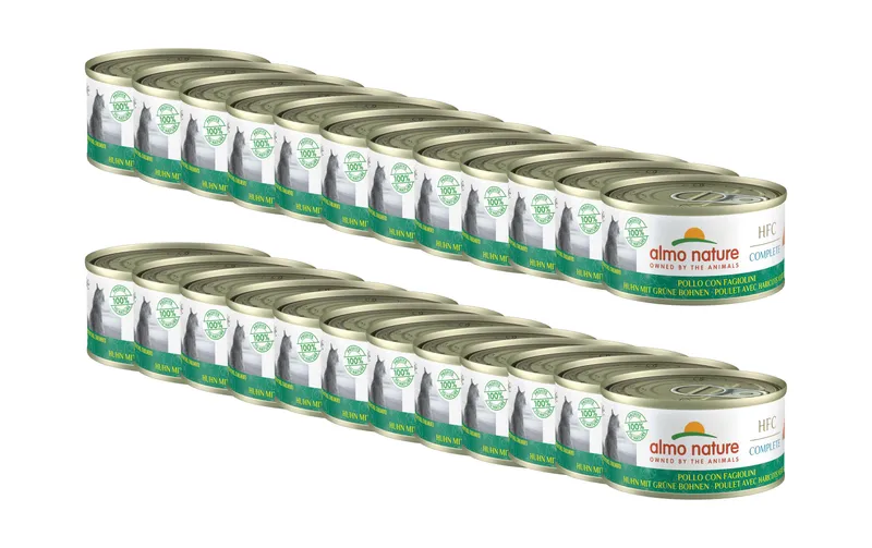 Almo Nature Nassfutter HFC Complete Huhn mit Grünen Bohnen, 24 x 70 g