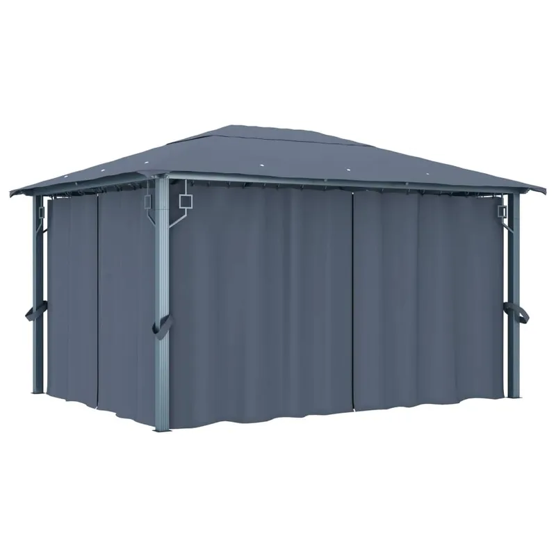 Pavillon mit Vorhängen 400×300 cm anthracite Aluminium