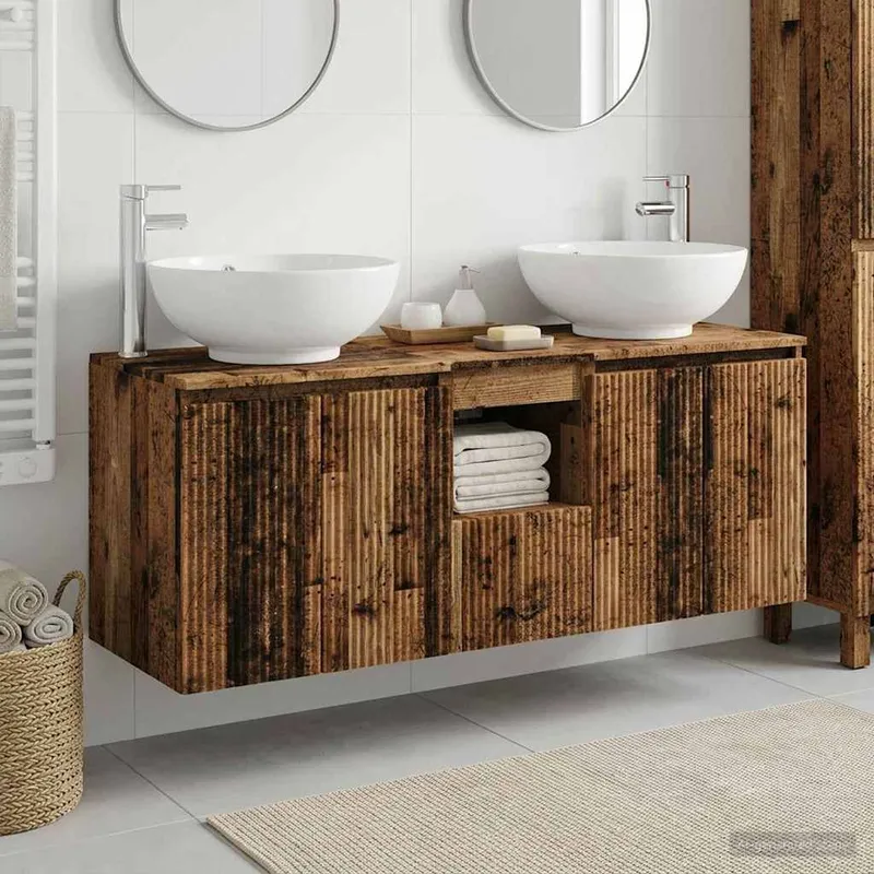 Badezimmerschrank-Set 3 stk. Altholz 49,5 x 44,5 x 65 cm