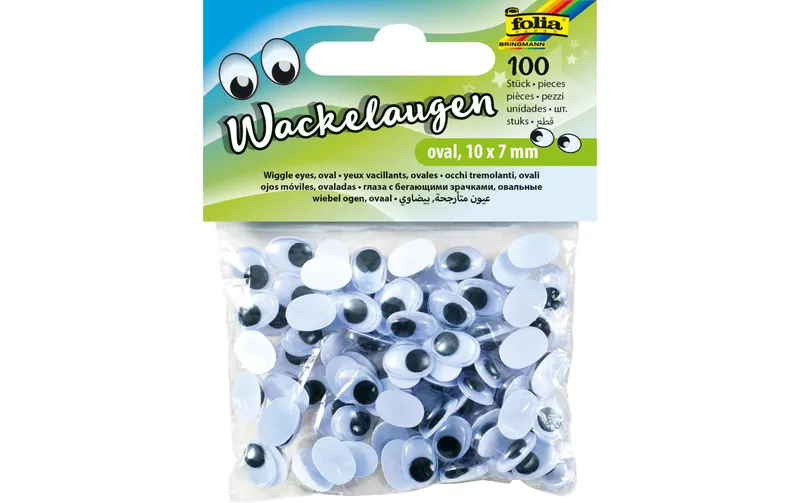 Folia Wackelaugen OVAL, 10 x 7 mm weiss oval 10 x 7 mm 100 pieces