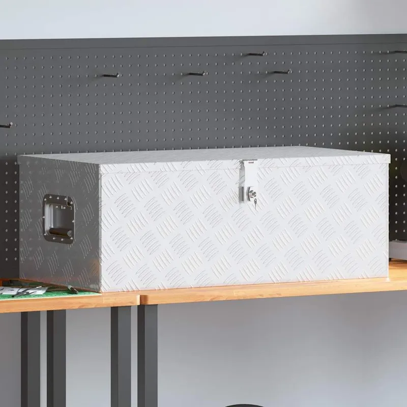 Aufbewahrungsbox Silbern 90x47x33,5 cm Aluminium