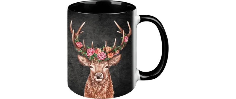 creanorm Tasse Blumenhirsch 330 ml, 1 pièces, noir