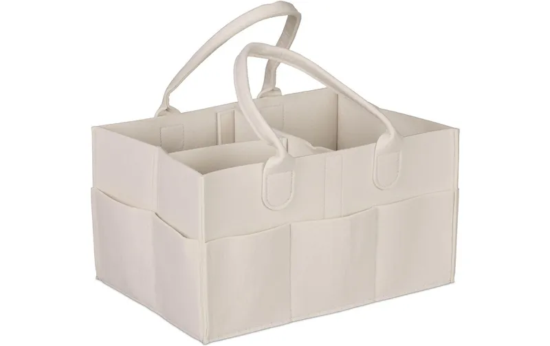 relaxdays Pflegekörbchen Windel Caddy Filz Beige