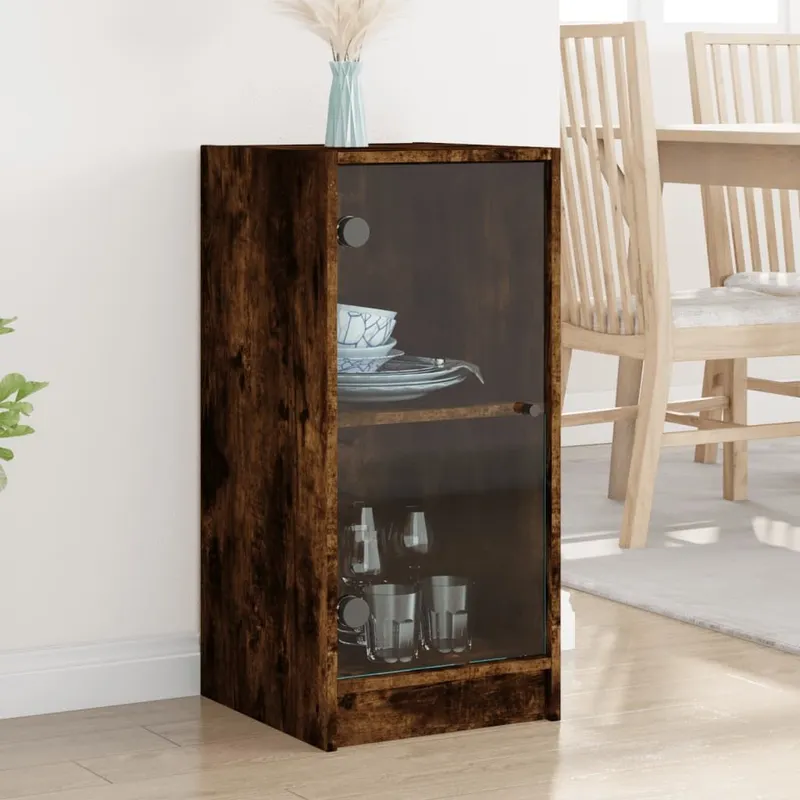 Beistellschrank con vetrotüren rovere affumicato 35x37x75,5 cm