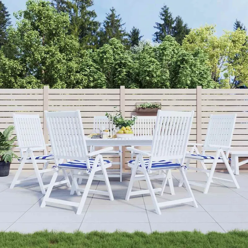 Gartenstuhl-Kissen 6 Stk. blu & bianco Gestreift 50x50x3cm tessuto