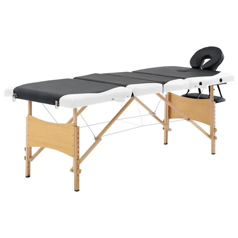 Massageliege Klappbar 4-Zonen con Holzgestell nero e bianco