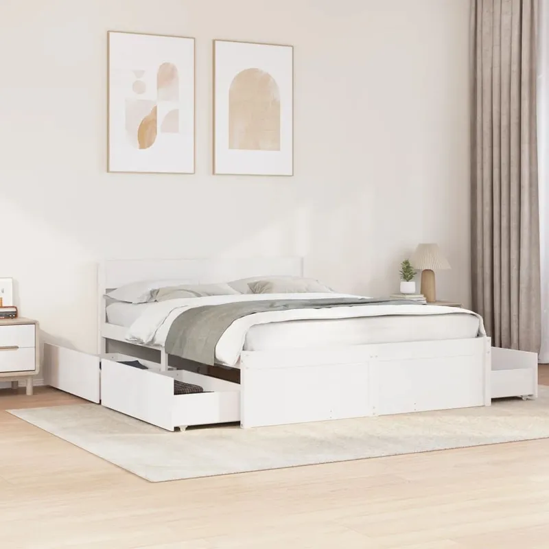 letto in legno massiccio senza materasso bianco 150x200 cm legno di pino