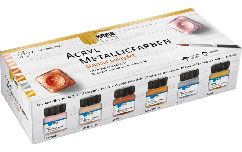 Kreul Acrylfarbe Metallic Set Glamour 6 pieces je 20 ml
