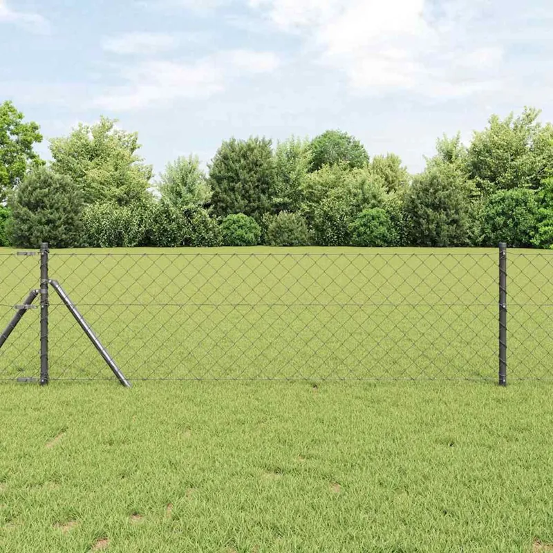 Bodenmontierter Maschendrahtzaun 10 x 0,4 m Grau Netz