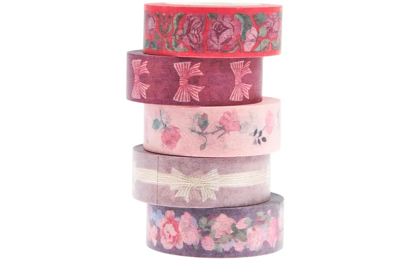 Rico Design Washi Tape Set La Vie En Ros 5 pezzi, Pink, 10 m