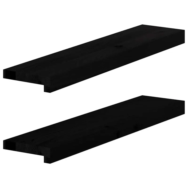 Fensterbänke 2 Stk. Braun-Schwarz 70x15x2 cm Massivholz Eiche