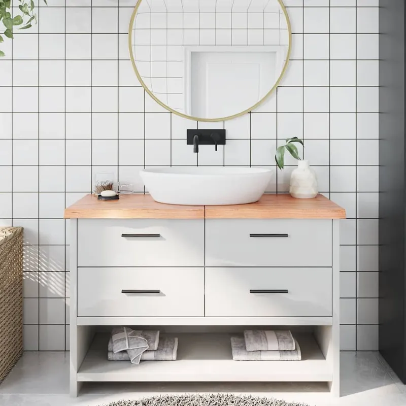 Comptoir de salle de bain marron 120x60x(2-4) cm bois traité