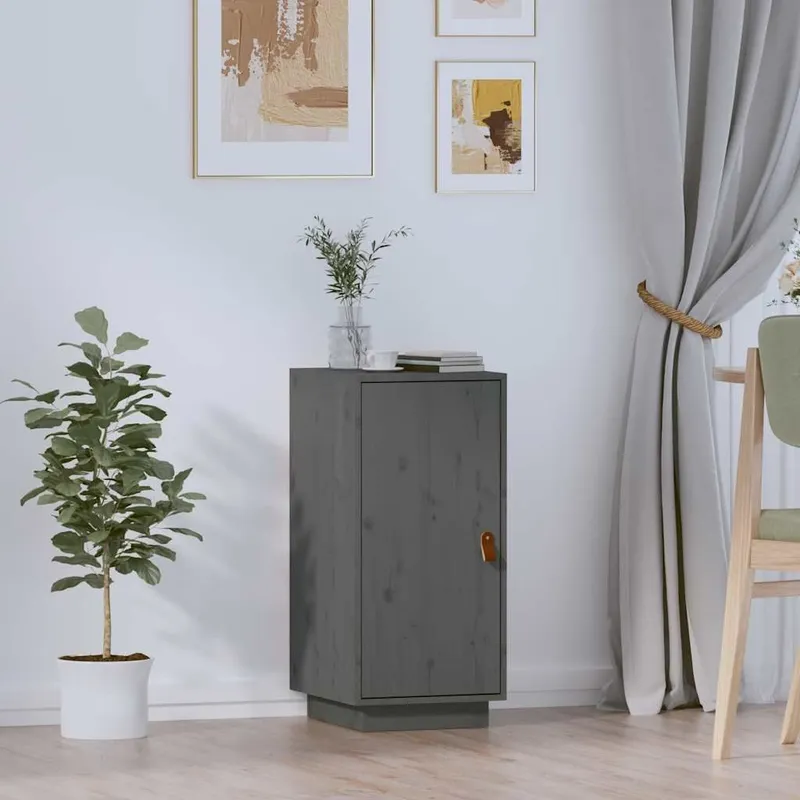 Sideboard grigio 34x40x75 cm legno massiccio pino