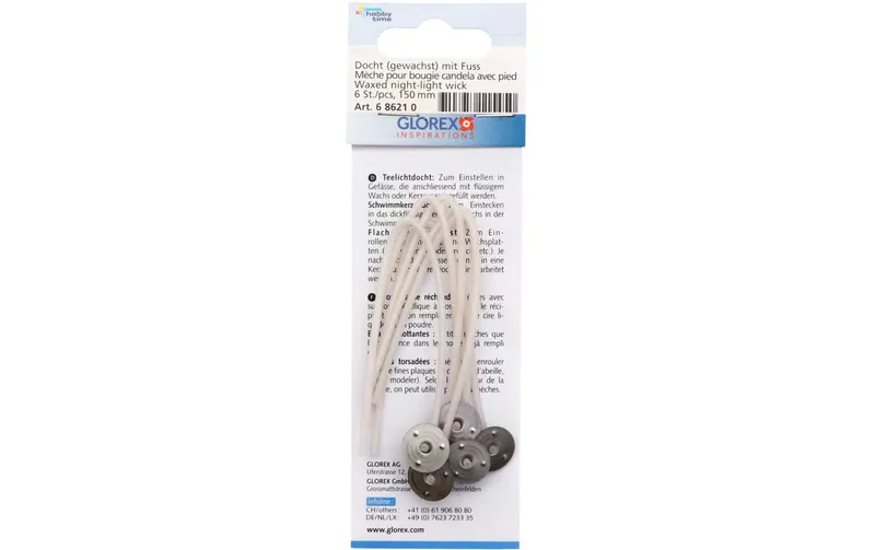 Glorex Teelichtdocht 6 pieces, white