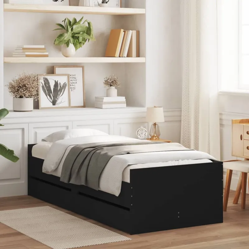 Bett mit Schubladen nero 75x190 cm