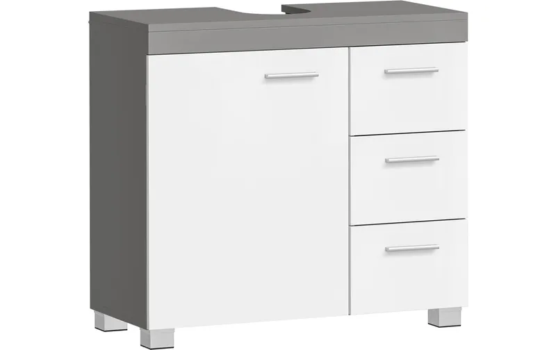 VASAGLE Waschbeckenunterschrank 70 x 64 cm, Weiss/Grau