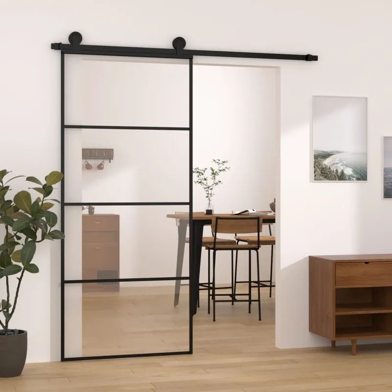 porta scorrevole con Beschlag 90x205 cm ESG-vetro & alluminio
