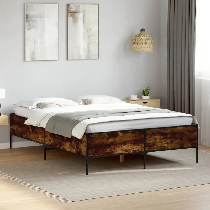 Bettgestell Räuchereiche 140x200 cm derivato del legno und Metall