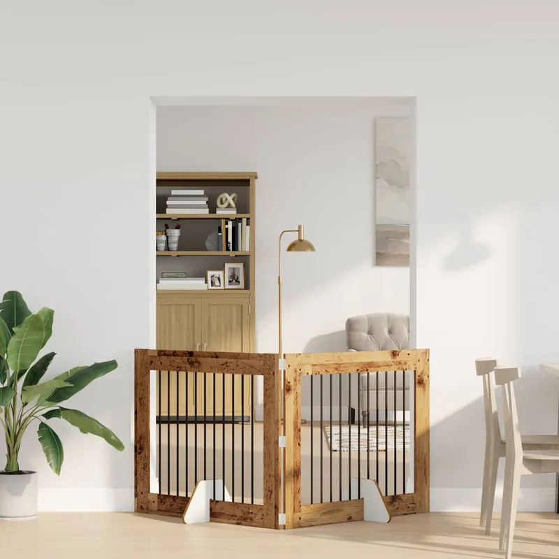 Klappbares Hundetor con Ständern 2 pz. legno antico 200,5 cm
