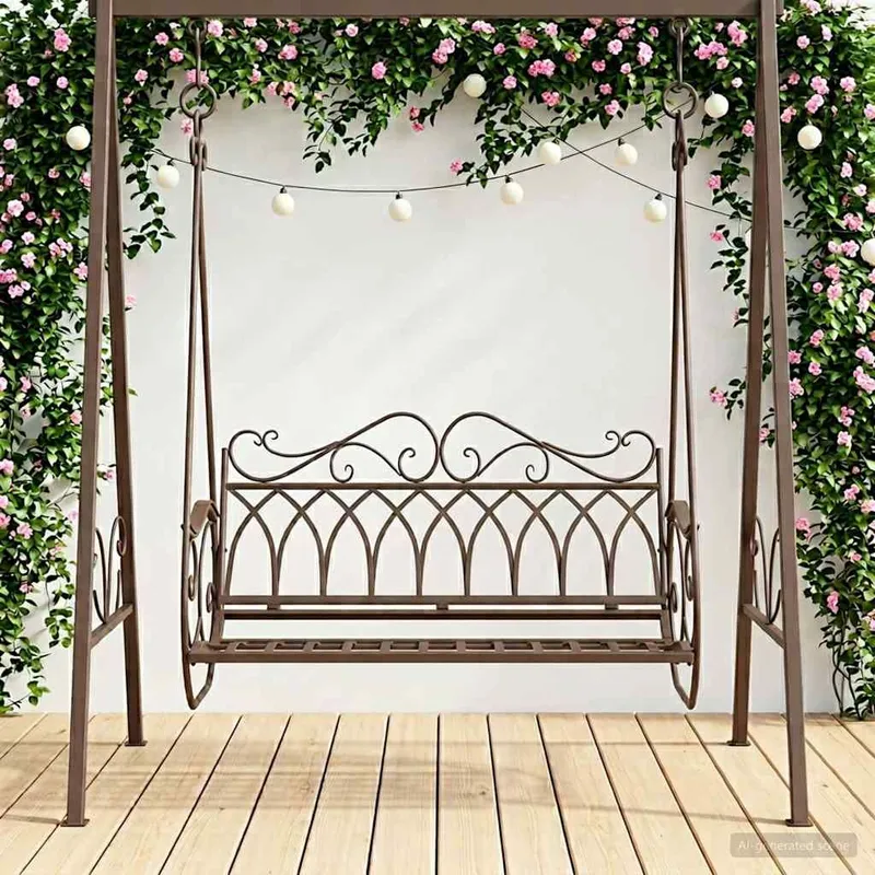 Schaukelbank Stahl 112 x 60 x 126,5 cm Antikbraun