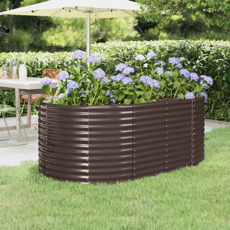 Hochbeet Pulverbeschichteter Stahl 175x100x68 cm Braun