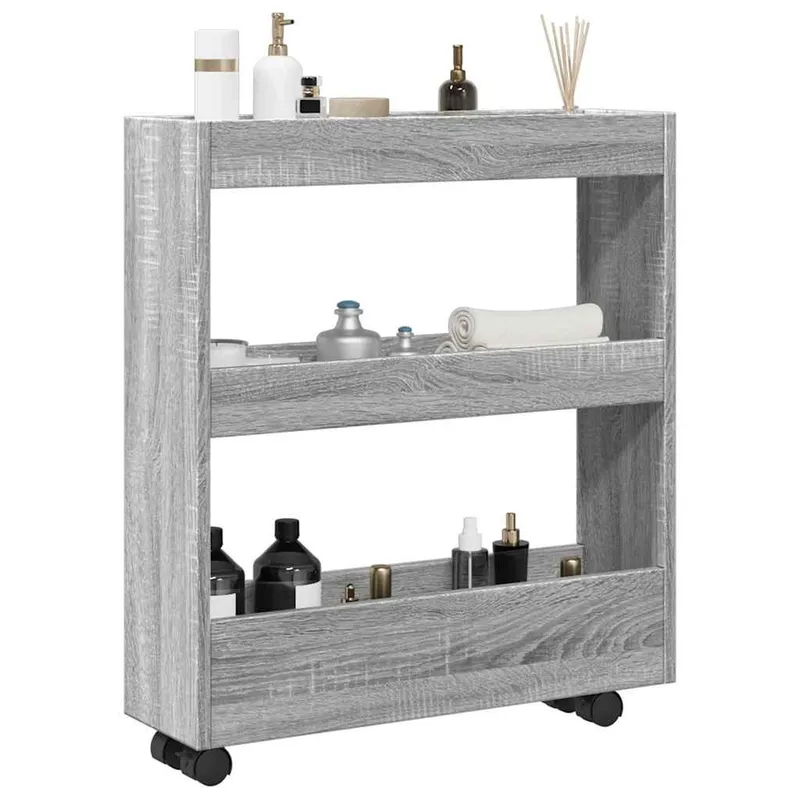 Aufbewahrungswagen Schmal 3 Etagen grigio Sonoma derivato del legno