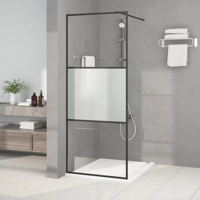 Duschwand per Begehbare Dusche nero 80x195 cm Halbmatt ESG