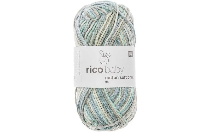 Rico Design Wolle Baby Cotton Soft Print 50 g, grey; Türkis
