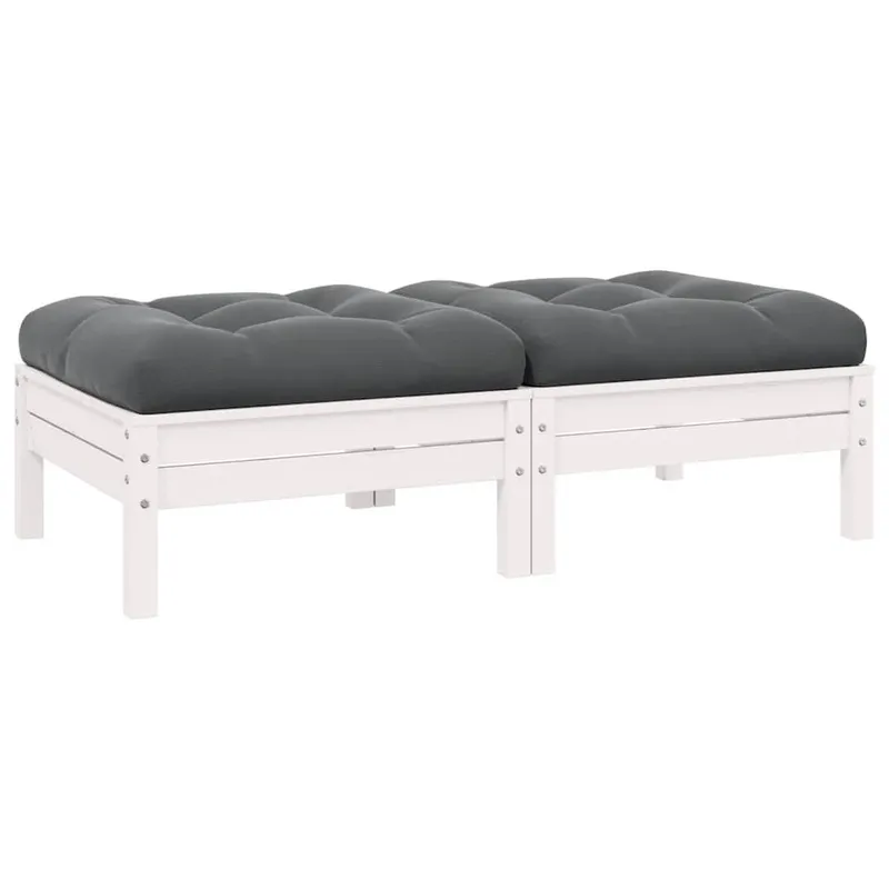 2-Sitzer-Gartensofa mit Kissen Weiß Massivholz Kiefer