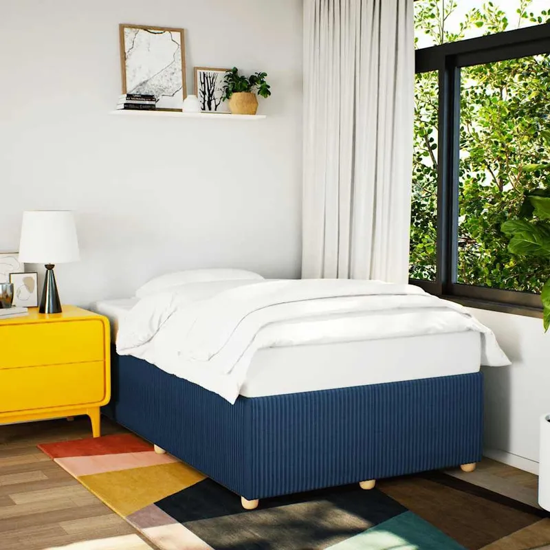 struttura letto senza materasso blu 120x200 cm tessuto