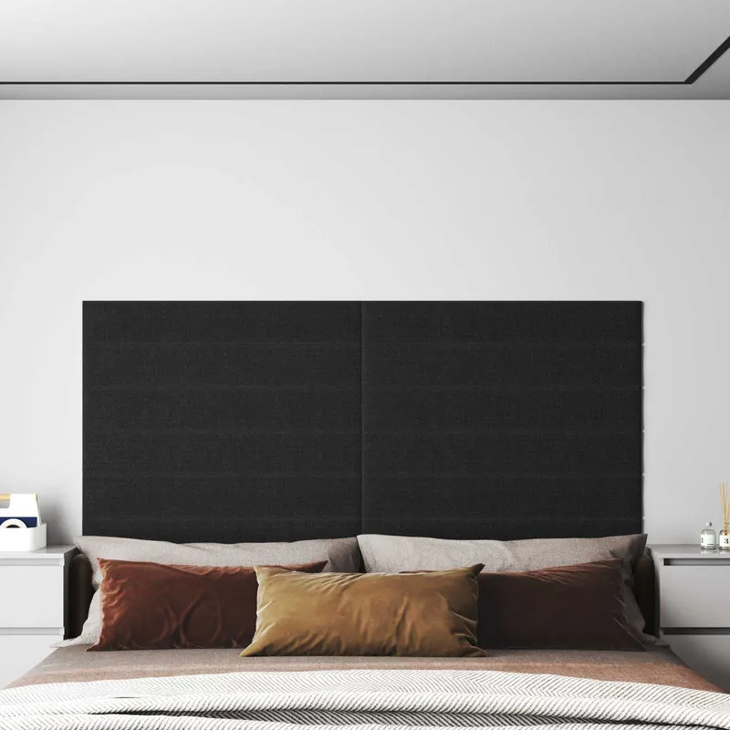 Wandkopfteilen 12 stk. 90 x 15 cm nero tessuto