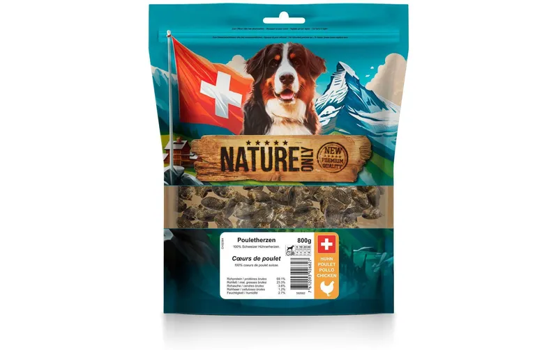 NATUREonly Kausnack Pouletherzen 800 g