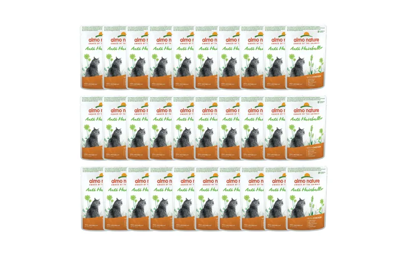 Almo naturele Nassfutter Holistic Anti Hairball mit Huhn, 30 x 70 g