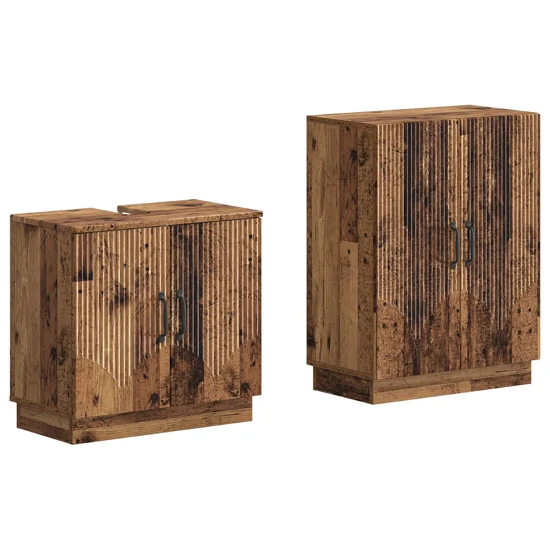 Ensemble de 2 meubles de salle de bain HOORN Bois ancien