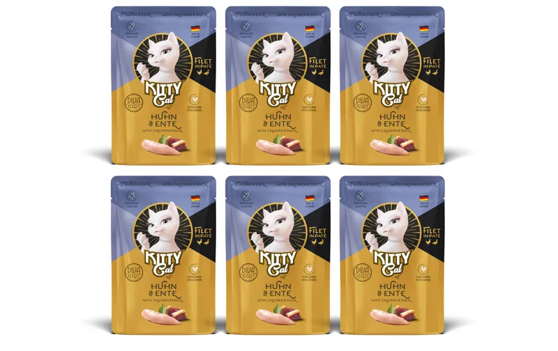 KITTY Cat Nassfutter KittyCat Filét Paté Pouch Huhn, Ente 6 x 85 g