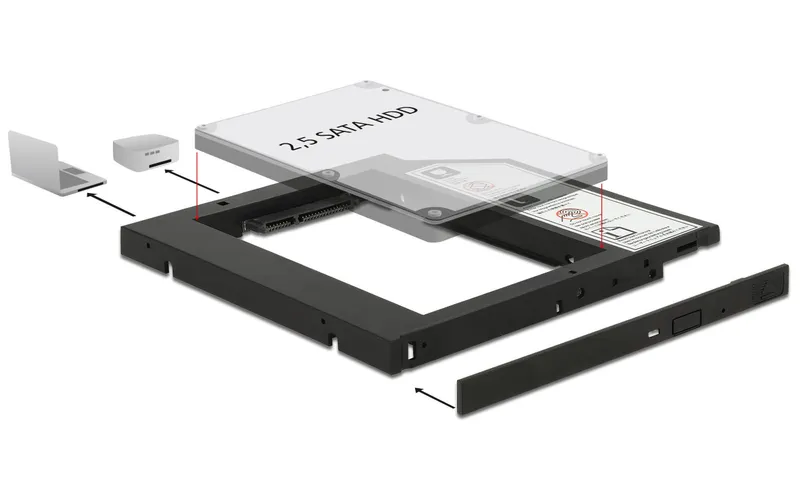 Delock DVD-Schacht Adapter pour 2.5"-HDD/SSD